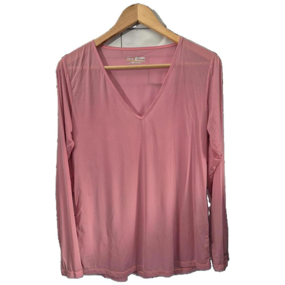 jamie sadock Long Sleeve V-Neck Top in Dusty Pink